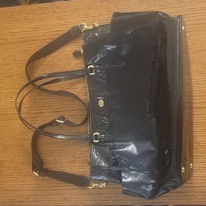 Large Coach Laptop/Diaper Bag, Embossed Black Patent Leather